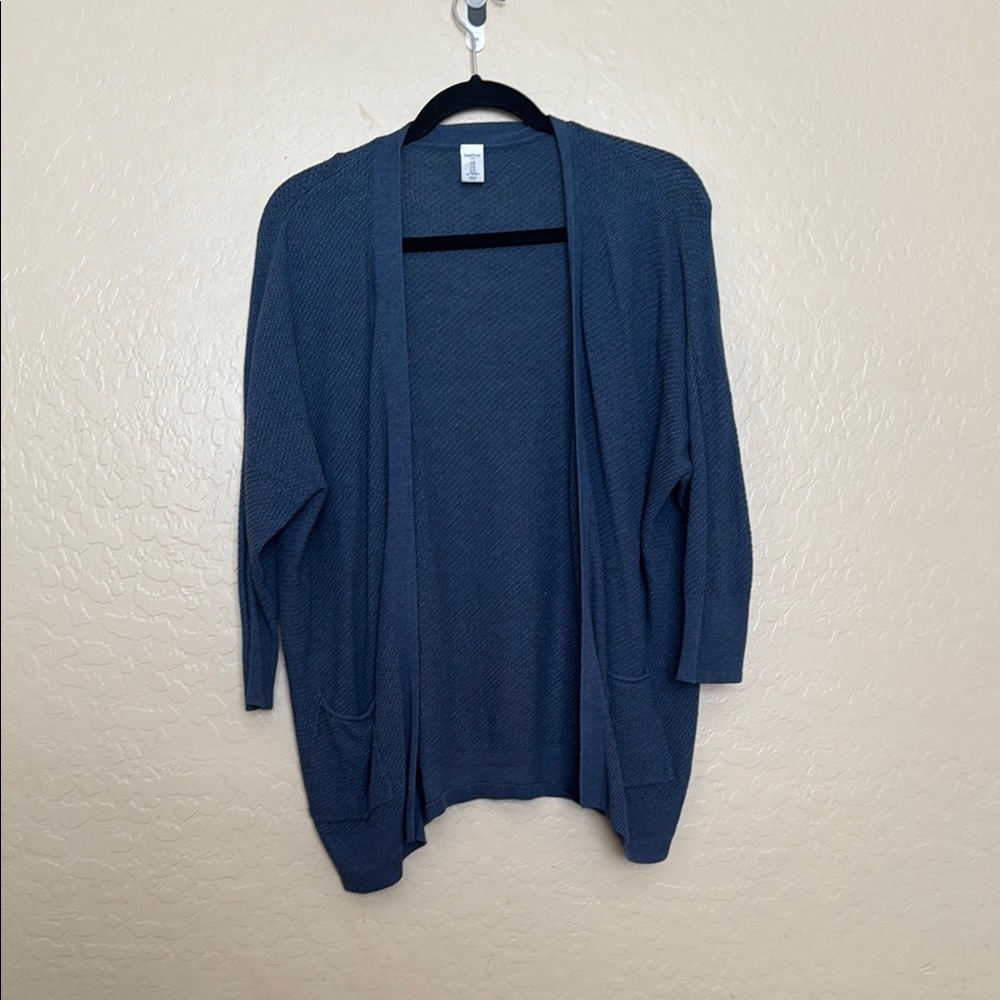 Women's Blue Open-Front Sweater